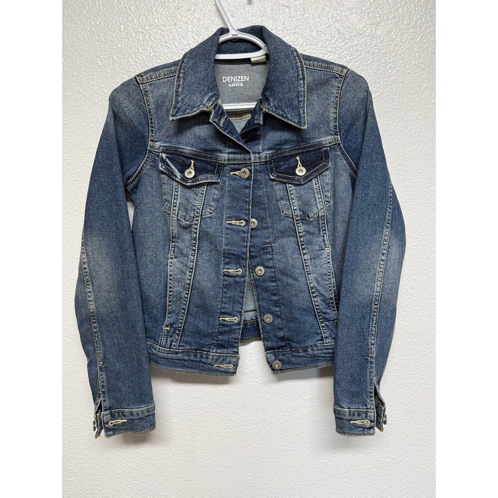 DENIZEN Levi's Womens Denim Jacket  Collar Button Long Sleeve XS
